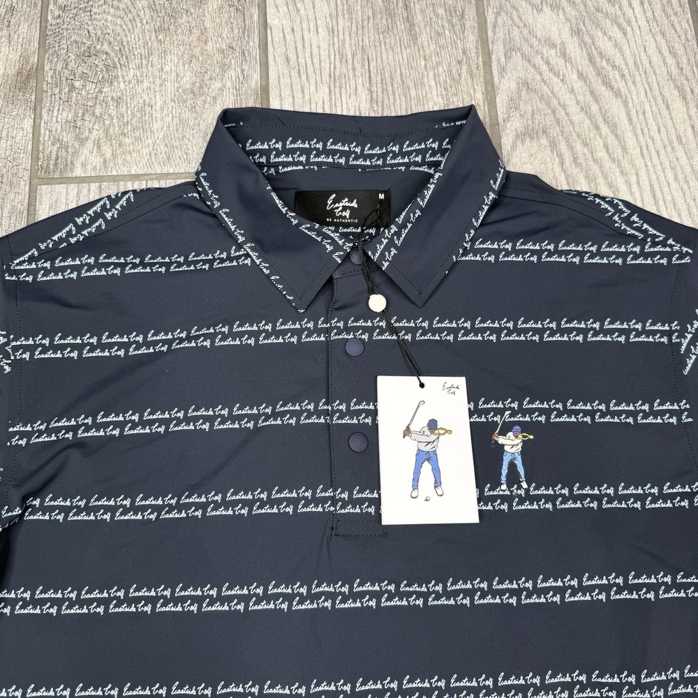 Eastside Golf Snap Placket Polo Mens M Blue Logo Aop Short Sleeve Nylon Stretch — image 5 of 8